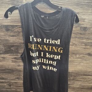 Express Women’s Accented Tank- Size Medium Black Tried Running But Spilled Whine